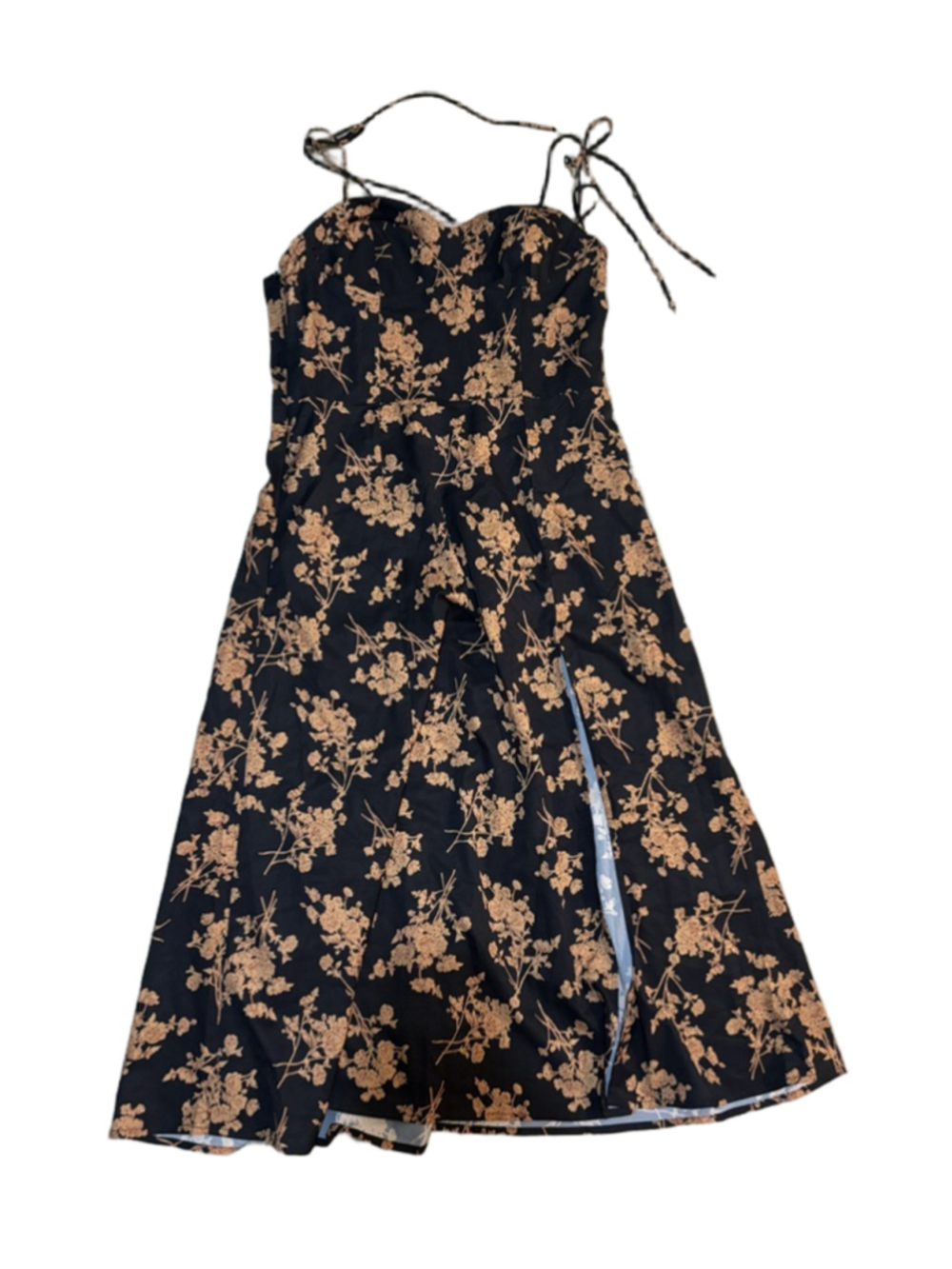 Women's Unbranded Black Orange Floral Midi Dress S